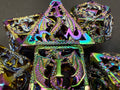 Rainbow Metal Dice with Dragon Design 7PCS